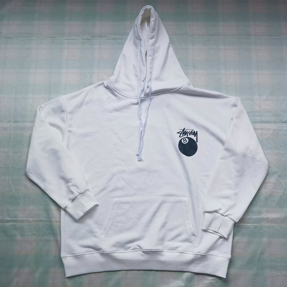 Stussy Black Eight Ball Print Hooded Sweatshirt